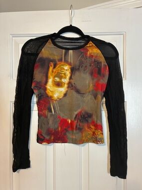 Sheer Black Long-Sleeve Mesh Top - Lightweight Layering Tee